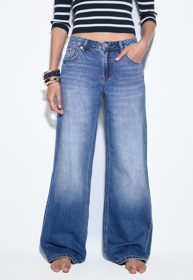 D91 Low-Waist-Jeans mit Wide Leg D91 Low-Waist-Jeans mit Wide Leg