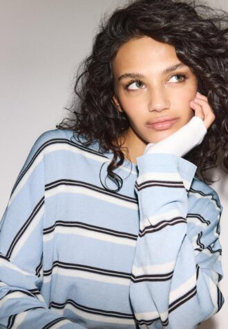Feinstrick-Pullover mit Streifen