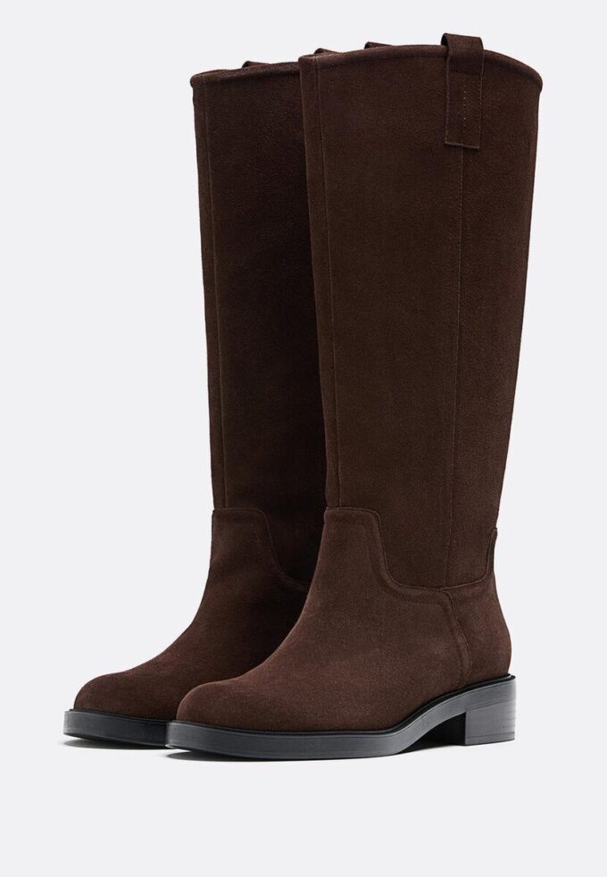 Flache Reitstiefel aus Leder