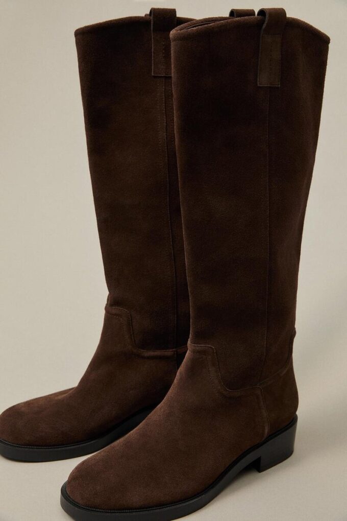 Flache Reitstiefel aus Leder
