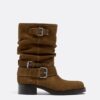 Flache Stiefeletten aus Leder mit Schnalle