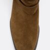 Flache Stiefeletten aus Leder mit Schnalle