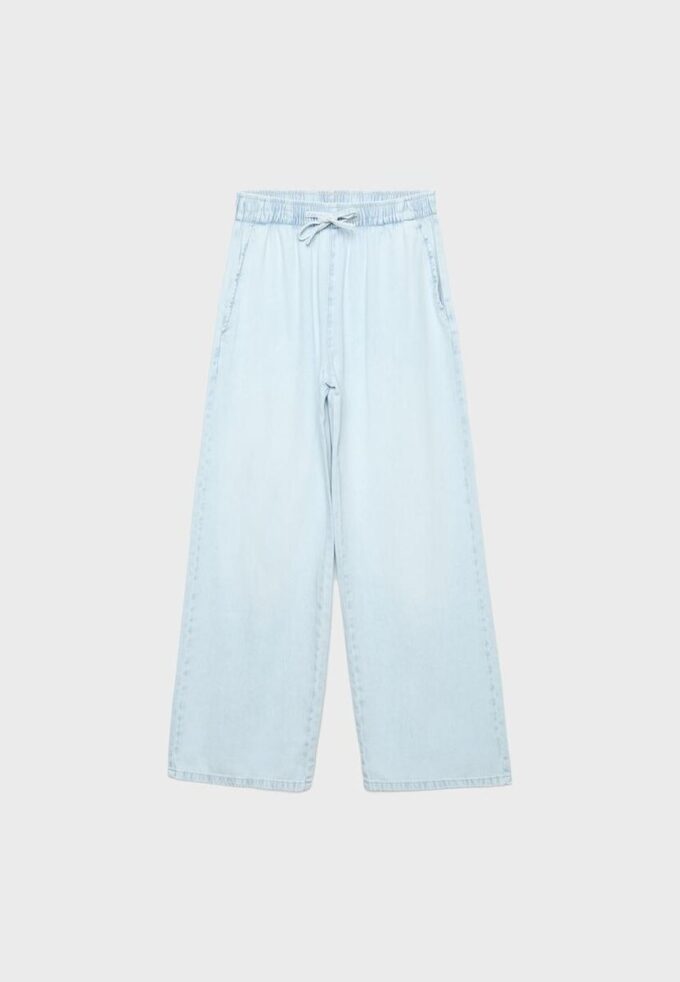 Fließende Denim-Hose mit Kordelzug Fließende Denim-Hose mit Kordelzug