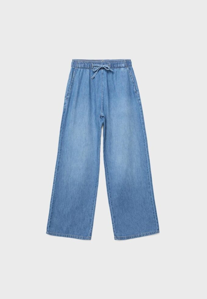 Fließende Denim-Hose mit Kordelzug Fließende Denim-Hose mit Kordelzug