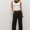 Fließende, elegante Hose mit geradem Bein und Gürtel Fließende, elegante Hose mit geradem Bein und Gürtel
