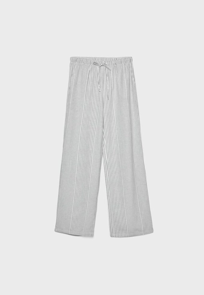 Fließende, gestreifte Leinen-Mischung-Hose Fließende, gestreifte Leinen-Mischung-Hose