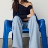Fließende Hose mit Bügelfalte und Bindegürtel Fließende Hose mit Bügelfalte und Bindegürtel