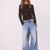 Geripptes Langarm-T-Shirt