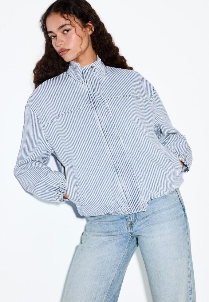 Gestreifte Jeansjacke Gestreifte Jeansjacke