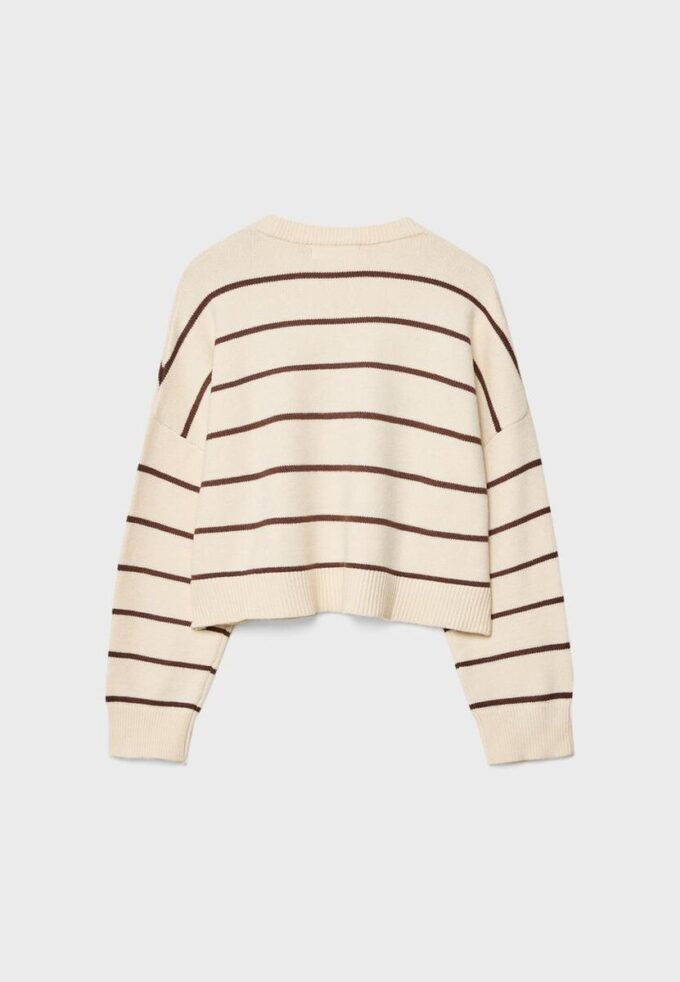 Gestreifter, kurz geschnittener Strickpullover