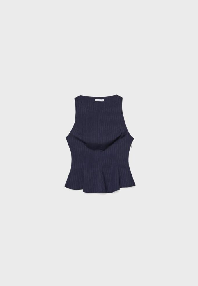 Gestreiftes, ärmelloses Peplum-Oberteil Gestreiftes, ärmelloses Peplum-Oberteil