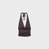 Halter-Oberteil mit gerafftem Bindeband am Hals Halter-Oberteil mit gerafftem Bindeband am Hals