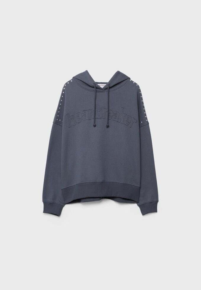 Hoodie mit Nieten und Stickerei Hoodie mit Nieten und Stickerei