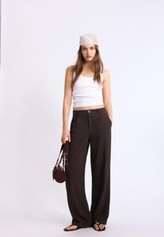Hose mit geradem Bein im Leinen-Look