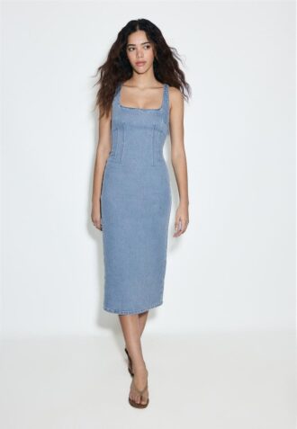 Jeans-Midi-Kleid