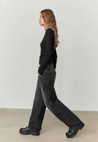 Jeans mit niedriger Leibhöhe und Wide Leg-Bein