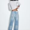 Jeans mit niedriger Leibhöhe und Wide Leg mit Stern-Detail Jeans mit niedriger Leibhöhe und Wide Leg mit Stern-Detail