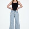 Jeans mit niedriger Leibhöhe und Wide Leg mit Strasssteinen Jeans mit niedriger Leibhöhe und Wide Leg mit Strasssteinen