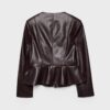 Kragenloser Blazer mit Peplum in Lederoptik Kragenloser Blazer mit Peplum in Lederoptik
