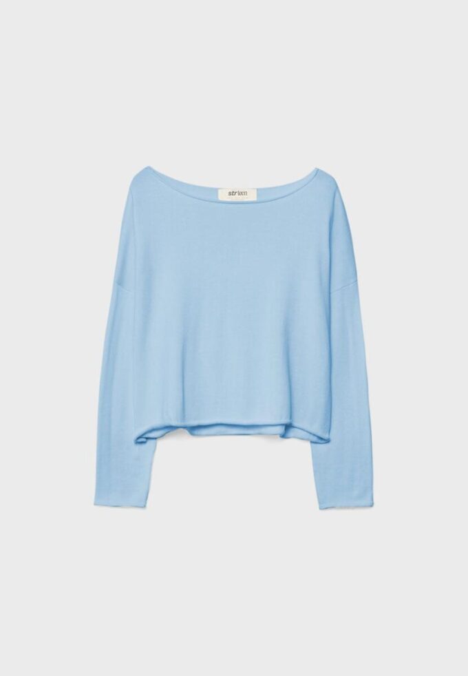 Kurzer Pullover mit U-Boot-Ausschnitt Kurzer Pullover mit U-Boot-Ausschnitt