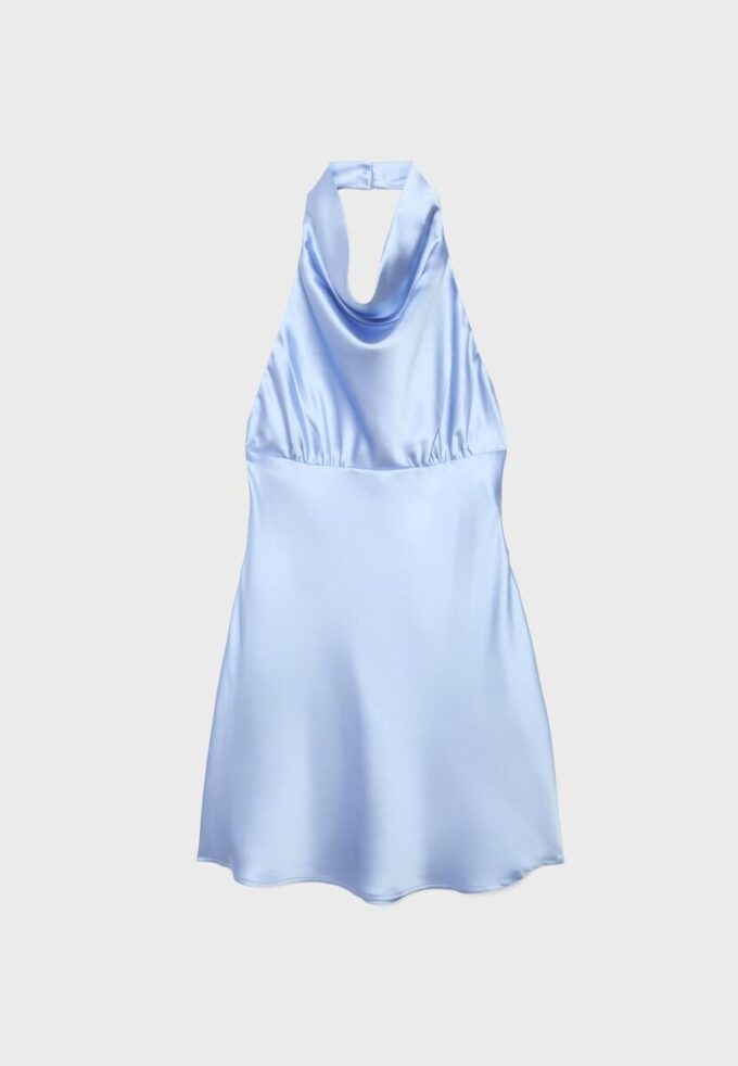 Kurzes Satin-Kleid mit Neckholder
