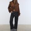 Kurzes Trenchcoat aus Kunstwildleder