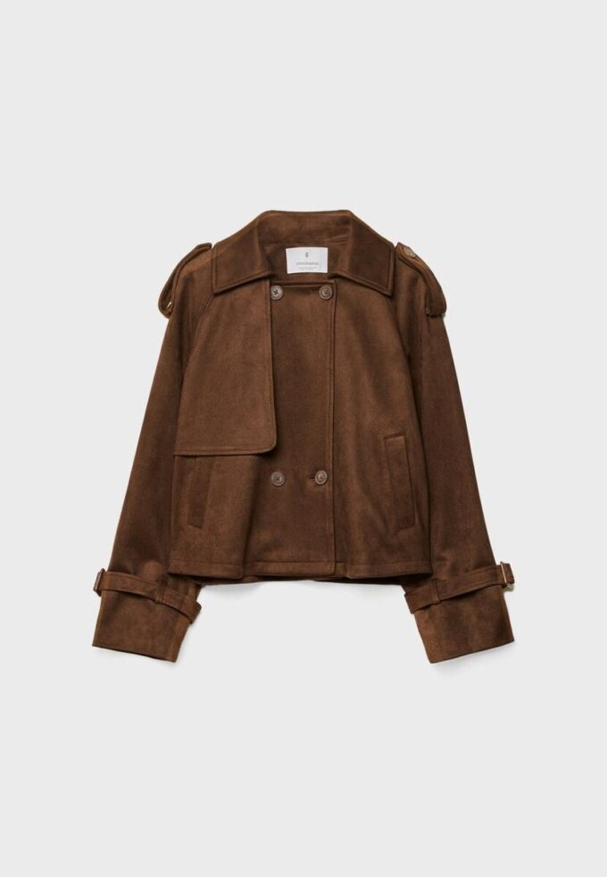 Kurzes Trenchcoat aus Kunstwildleder