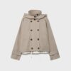 Kurzes Trenchcoat mit Puffärmeln und abnehmbarer Kapuze