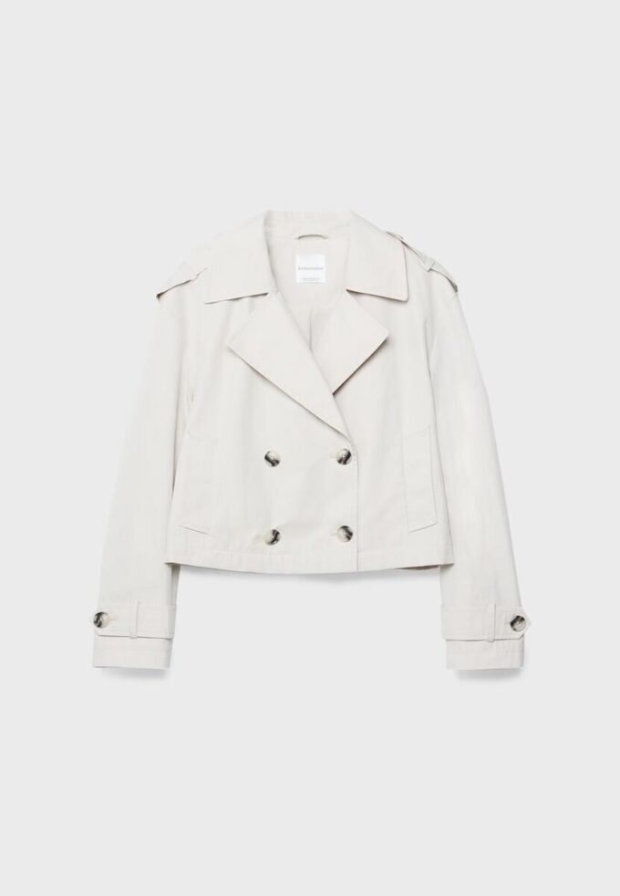 Kurzes Zweireihiger Trenchcoat Kurzes Zweireihiger Trenchcoat