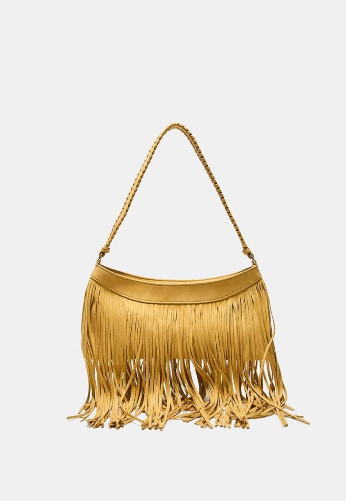 Lange Schultertasche mit Fransen