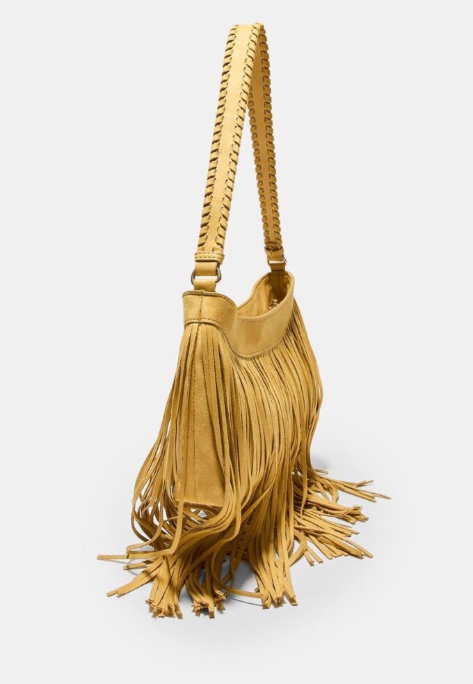 Lange Schultertasche mit Fransen