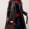 Langer Trenchcoat aus Kunstleder