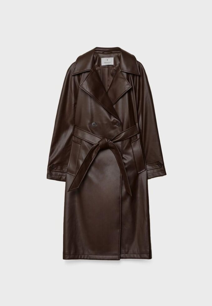 Langer Trenchcoat aus Kunstleder