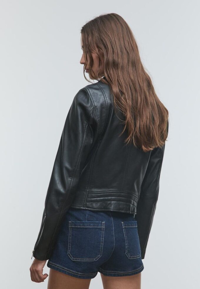 Leder-Bikerjacke