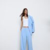 Lässige, gestreifte elegante Hose mit gekreuztem Bund Lässige, gestreifte elegante Hose mit gekreuztem Bund