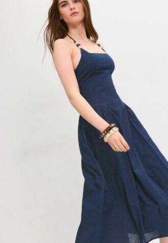 Midi-Halterkleid mit Perlenverzierung