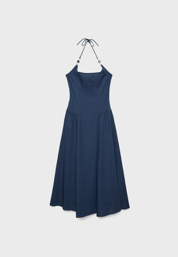 Midi-Halterkleid mit Perlenverzierung Midi-Halterkleid mit Perlenverzierung