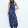 Midi-Kleid aus Tüll mit Qipao-Ausschnitt