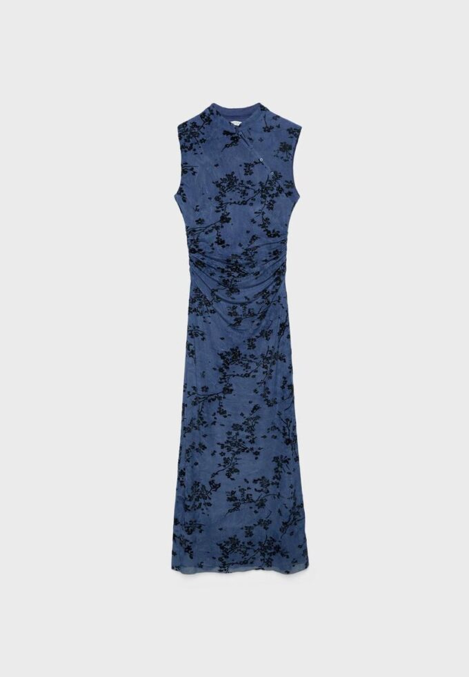 Midi-Kleid aus Tüll mit Qipao-Ausschnitt