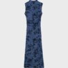 Midi-Kleid aus Tüll mit Qipao-Ausschnitt
