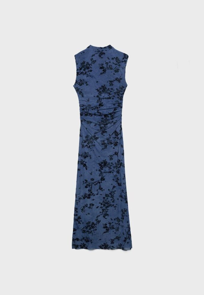 Midi-Kleid aus Tüll mit Qipao-Ausschnitt