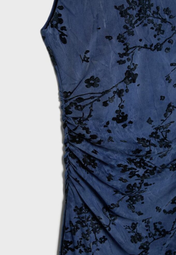 Midi-Kleid aus Tüll mit Qipao-Ausschnitt