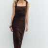 Midi-Kleid aus Tüll mit quadratischem Ausschnitt Midi-Kleid aus Tüll mit quadratischem Ausschnitt