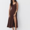 Midi-Kleid mit gekreuztem Rücken im Leinen-Look Midi-Kleid mit gekreuztem Rücken im Leinen-Look