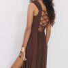Midi-Kleid mit gekreuztem Rücken im Leinen-Look Midi-Kleid mit gekreuztem Rücken im Leinen-Look
