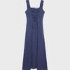 Midi-Kleid mit gekreuztem Rücken im Leinen-Look Midi-Kleid mit gekreuztem Rücken im Leinen-Look