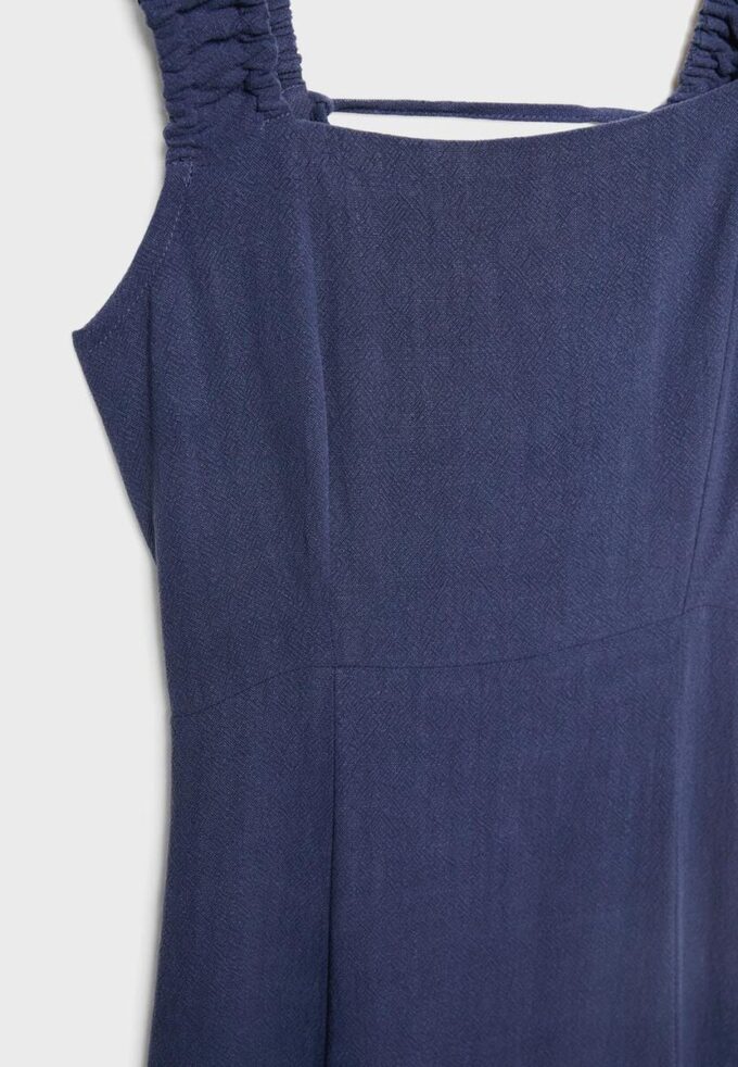 Midi-Kleid mit gekreuztem Rücken im Leinen-Look Midi-Kleid mit gekreuztem Rücken im Leinen-Look