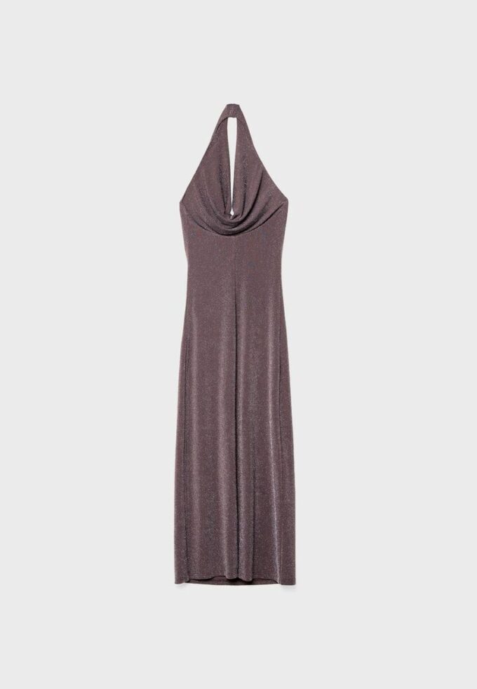 Midi-Kleid mit Metallfaden und Neckholder Midi-Kleid mit Metallfaden und Neckholder