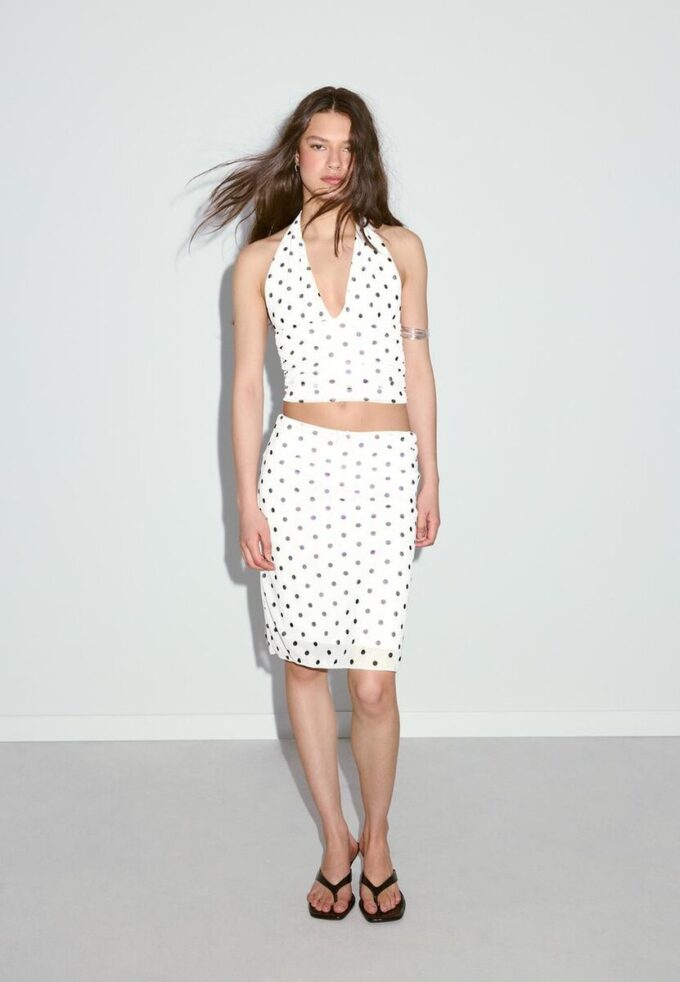 Midi-Rock aus Tüll mit Polka-Dots Midi-Rock aus Tüll mit Polka-Dots