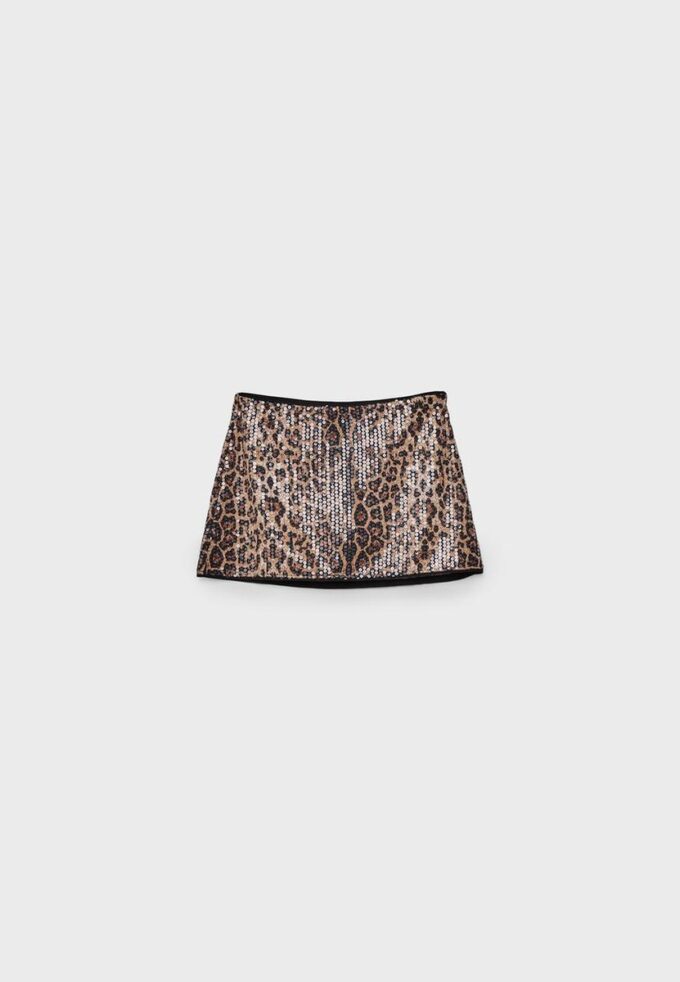 Mini-Skort mit Pailletten im Animal-Print Mini-Skort mit Pailletten im Animal-Print